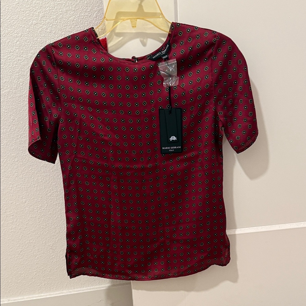 ✨ Mario Serrani Italy Printed Blouse – Size XS (Brand New with Tags)